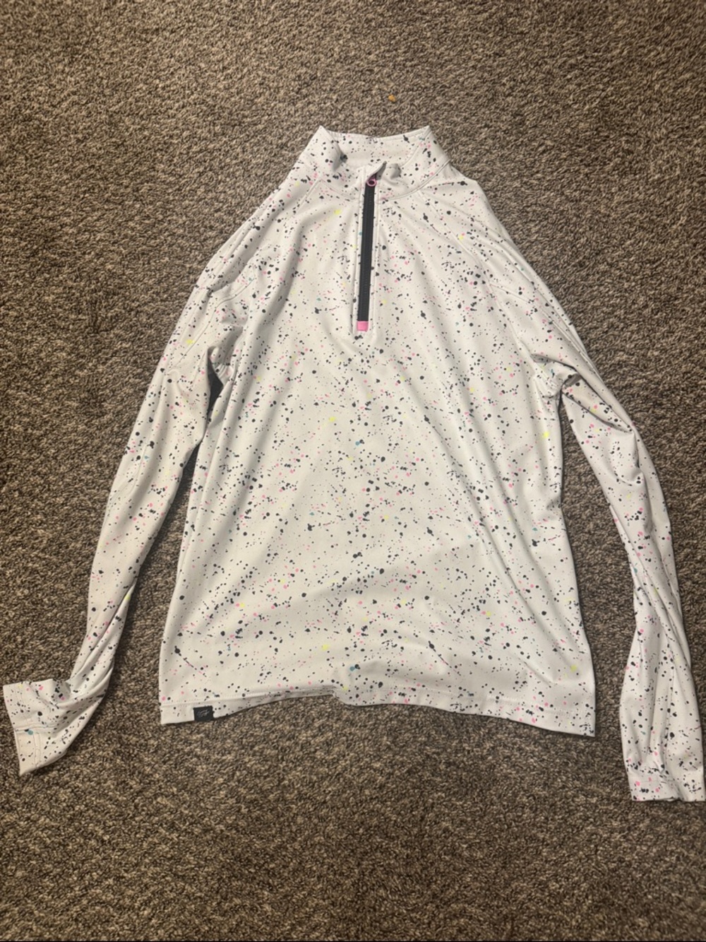 Men's White Speckle Half-Zip Pullover